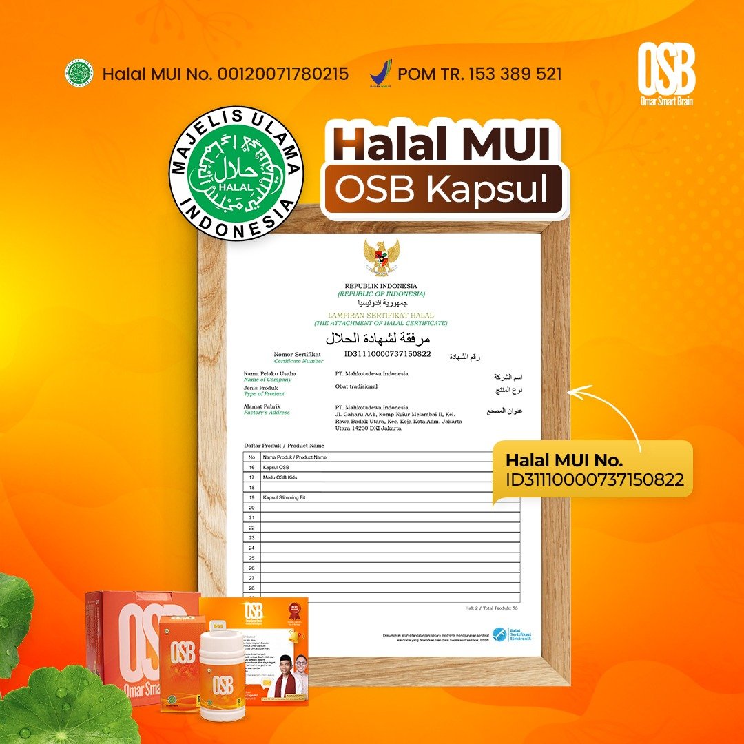 Sertifikat Halal MUI produk OSB Kapsul
